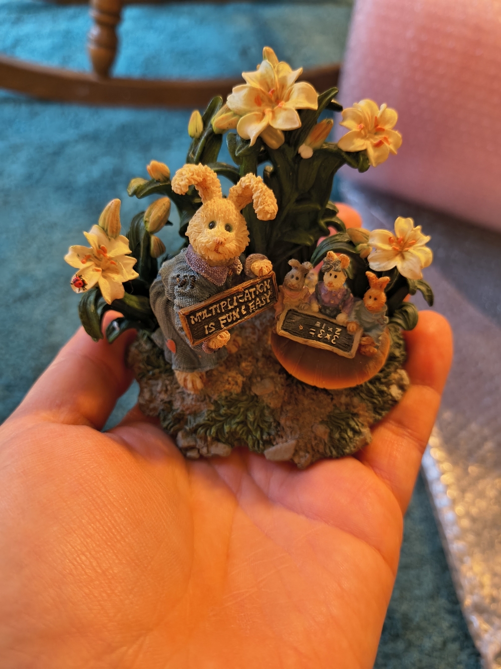 Boyds Bears Yellow Bunny School Figurine with Flowers